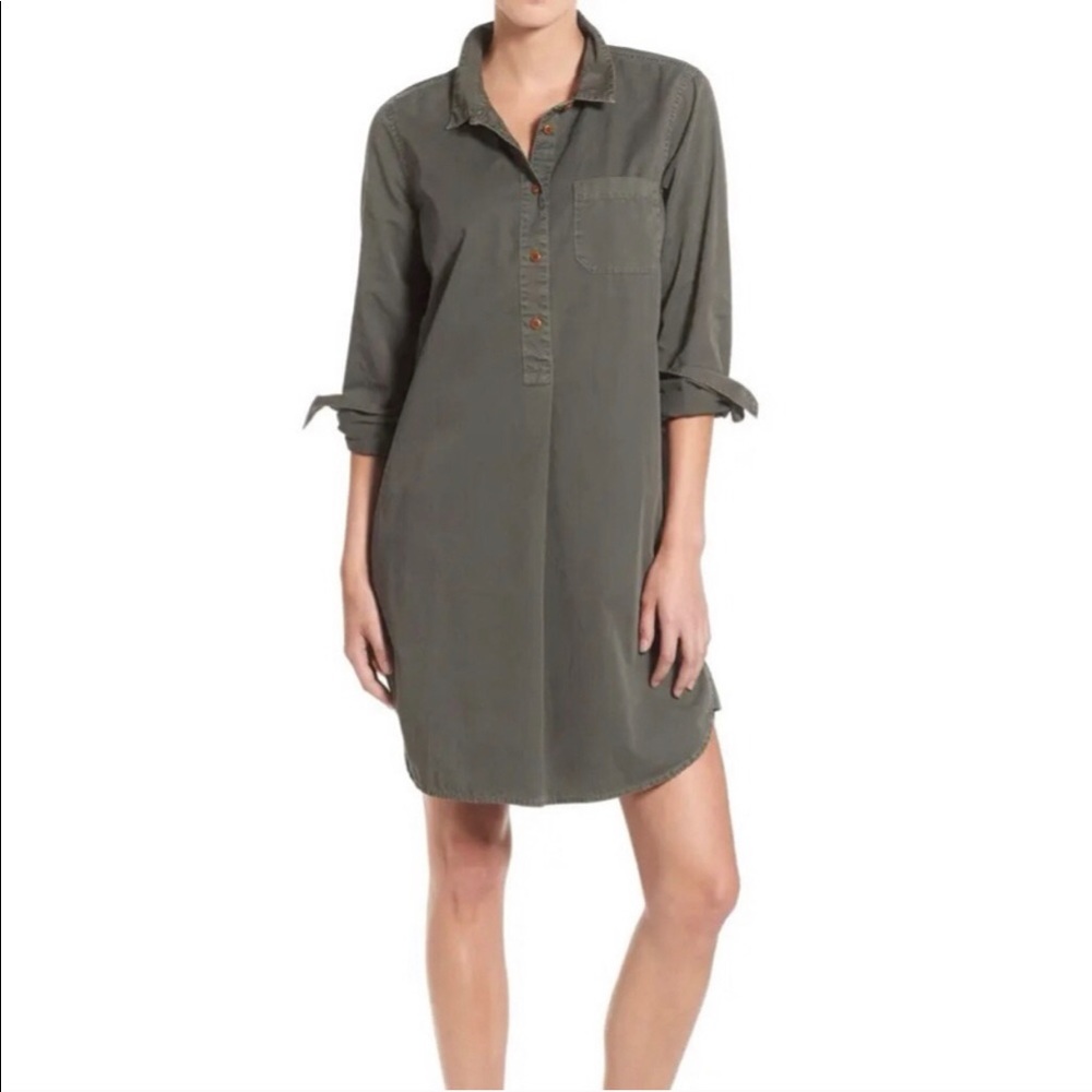 Madewell green utility shirt dress